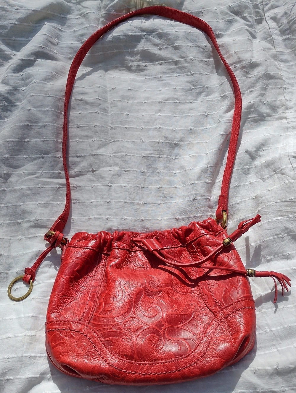 Fossil Red Leather Shoulder Bag With 90s  Style